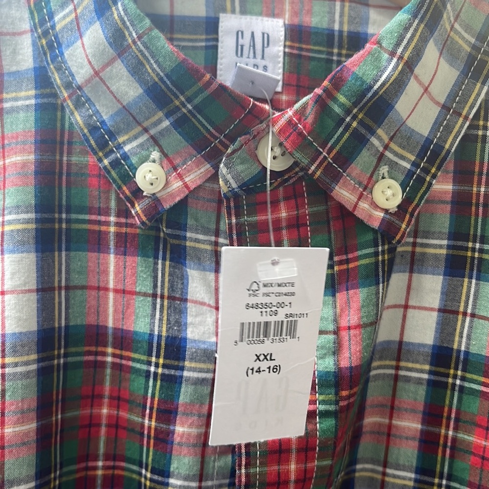 NWT GAP KIDS plaid shirt size XXL 14-16